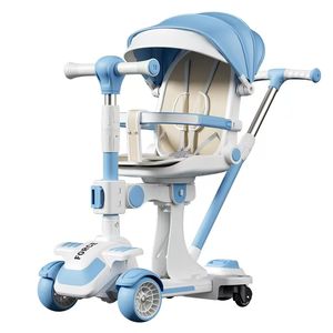 Yeni 2-8 yaşındaki çocuk scooter'i Pedal kasnak altı-in-one kaykay katlanabilir üç tekerlekli açık kullanım yapılmış plastik çelik alaşım - Product Image 2