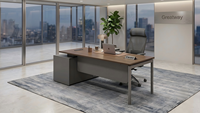 Scrivania Direzionale a L di Lusso, Tavolo per Manager, Scrivania Angolare in Legno, Arredamento Commerciale, Disponibile OEM ODM