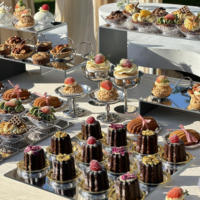 Support de présentation de desserts en miroir argenté, acrylique, pour événements, mariages, tables de réception