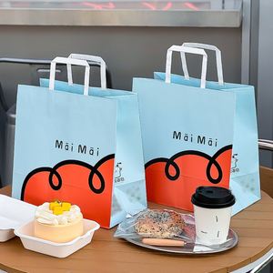 Bolsa de Papel Kraft Desechable, Reciclable, Biodegradable y Ecológica, Personalizada al por Mayor de Fábrica, con Asa, para Uso Comercial - Product Image 1