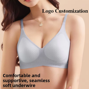 Soutien-gorge sans armatures personnalisable pour femme, fin, sans couture, anti-affaissement, en soie glacée, pour petite poitrine, effet push-up, en nylon/spandex/éponge - Product Image 3