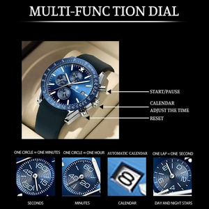 Drioshipping reloj cronógrafo de acero inoxidable de lujo para hombre, cuarzo, fecha luminosa, pantalla de la semana, estilo de negocios, aleación de moda - Product Image 3