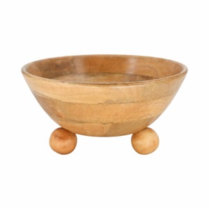 Ciotola Decorativa in Legno di Mango Rotonda a 3 Gambe, Centrotavola Moderno per Casa, Accessorio per Cucina e Tavolino da Caffè - Product Image 3