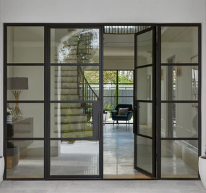 Portes françaises en verre <span class=keywords><strong>double</strong></span> vitrage avec cadre en acier noir mat moderne et isolation thermique - Product Image 6