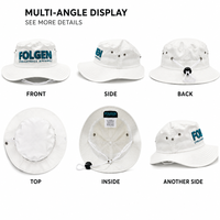 Chapeau Bob Brodé en Polyester à Large Bord avec Logo Personnalisé Blanc Respirant Cordon Réglable Unisexe Femme Homme Sports d'Été