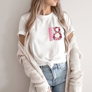 Camiseta de Mujer con Estampado Floral, Cuello Redondo, Manga Corta, 100% Algodón, Corte Regular, Estilo Casual para Primavera/Verano, Icono Feminista - Product Image 3
