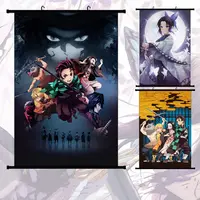 사용자 정의 악마 Kimetsu No Yaiba Slayer 애니메이션 크기 벽 패브릭 애니메이션 영화 교육 포스터 애니메이션 포스터 인쇄