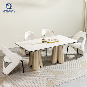<span class=keywords><strong>Table</strong></span> à manger extensible pour 6 à 8 personnes, avec plateau en pierre frittée, fabriquée à l'usine de Foshan, ensemble de <span class=keywords><strong>table</strong></span> <span class=keywords><strong>et</strong></span> chaises, meubles de Dongguan, Chine - Product Image 4