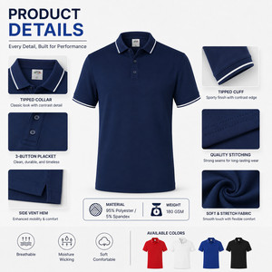 Logo personnalisé, piqué de qualité supérieure pour chemise homme femme, col à bordure, respirant, doux, performance, vêtements d'équipe de golf, vente en gros, 10 couleurs - Product Image 4