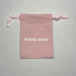 Recyclable pink Canvas <b>Pouch</b> Bag Eco-friendly Cotton <b>Drawstring</b> Bag for Dust - Product Image 1