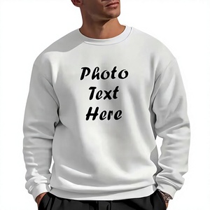 Men's Navy Blue Pullover Sweatshirt O-Neck Long Sleeve Knitted Cotton Printed Letter Design Front Logo Autumn Wear - Product Image 4