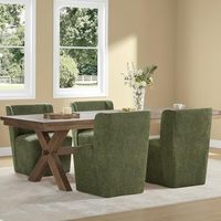 Fauteuil de loisirs moderne sans accoudoirs à dossier haut, structure en bois massif, revêtement en tissu, inclinable, vert, pour lecture, salle à manger, chambre, salon, 1 boîte