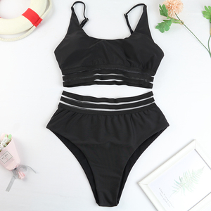 JSN148 Costume da Bagno Sexy <span class=keywords><strong>Brasiliano</strong></span> Personalizzato con Contrasto in Rete a Vita Alta Etichetta Privata <span class=keywords><strong>Bikini</strong></span> Copricostume 2021 - Product Image 2