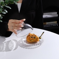 Plateau à dessert en verre transparent en forme de cœur, petite taille, style français moderne minimaliste, pour bonbons, snacks/biscuits, assiette à salade avec couvercle
