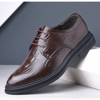 Chaussures en cuir pour hommes, en cuir de vachette pleine fleur sculpté, respirantes et imperméables, style business décontracté, élégantes, formelles britanniques