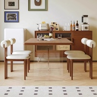 Mitte des Jahrhunderts moderner aufgehängter Acryl-Esstisch im Retro-Stil kleiner flacher rechteckiger Massivholz-Esstisch