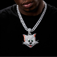 Colgante de Plata de Ley 925 con Moissanita y Diseño de Animal de Dibujos Animados, Accesorio de Lujo para Sesiones de Video Musicales