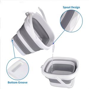Cubo Plegable Cuadrado de Silicona y Plástico de 10L, Portátil y Ahorrador de Espacio, para Limpieza del Hogar, Cubo Plegable de 20 Litros - Product Image 4