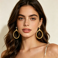 1 Paire de Grandes Boucles d'Oreilles Pendantes Géométriques en Fer et Résine, Brillantes, Tendance, Simples, Parfaites pour les Fêtes, Mode Féminine, Vente en Gros