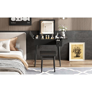 Coiffeuse Db Vanity 27.9 noire avec miroir LED rabattable, station de charge et 2 tiroirs - Product Image 6