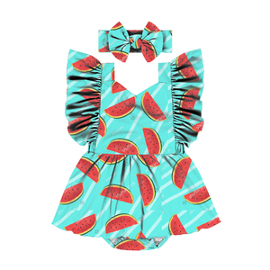 HY-032 Vestido tipo body vintage con cuello en V y estampado de sandía para bebé niña, pelele de verano, nueva moda, mono para niños, ropa infantil - Product Image 2