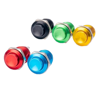 Mini interrupteurs à bouton-poussoir à réinitialisation automatique de 12MM Tête haute Point métallique Couleur de soudage Oxyde d'aluminium-Noir Rouge Jaune Vert Bleu