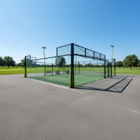 Fournisseur de terrains de padel extérieurs durables, structure en acier galvanisé à chaud et terrain de padel en verre trempé 20x10m avec garantie de 2 ans