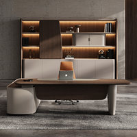 Bureau de direction en bois de style italien, luxe léger, design moderne et épuré, bureau de patron haut de gamme, bureau de direction pour le bureau