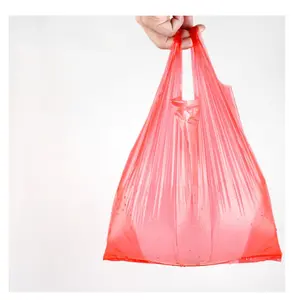 Sac en plastique pour T-shirt, taille personnalisée, sac en plastique bon marché, sacs de transport de supermarché, sacs à provisions en plastique en gros