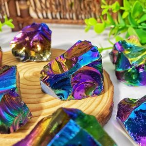 1 Pieza de Obsidiana Negra Aura de Alta Calidad, Piedras Naturales Curativas, Electrochapadas y Coloridas para Decoración del Hogar - Product Image 1