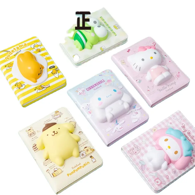 Ruunjoy Hello Kt Sanrio 3D cute cartoon NoteBook Creative decompression hand doll Vent Paper School Stationery Diary Notebook