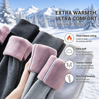 Leggings en polaire gris clair pour femmes, doublure sherpa violette, taille haute, épais, chauds, extensibles, pour l'hiver, vente en gros