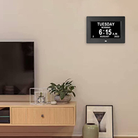 Cadre photo numérique en acrylique LCD 7 pouces avec grand écran, calendrier numérique, horloge avec lecture vidéo MP3/MP4, 12 alarmes, date et heure pour les personnes âgées