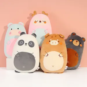 Travesseiro de pelúcia para crianças, almofada de pelúcia macia com estampa de desenhos animados, porco, coelho, urso, dino, brinquedo infantil