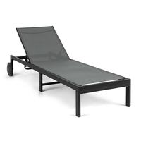 Chaise longue d'extérieur en aluminium avec roulettes pour la plage, la cour ou la terrasse