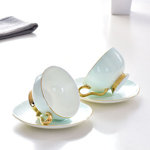 Classic Ceramic <b>Coffee</b> Cup <b>Set</b> Deluxe Eco Friendly Espresso and Tea Cups Saucer Tray - Product Image 3