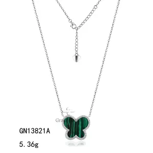 Grace Jewelry Noble Zircon Gemstone Beautiful Dainty Quality Crafted 925 Sterling Silver Butterfly Necklaces For Women