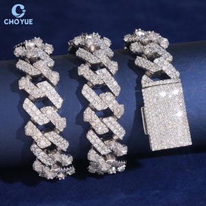 Precio de fábrica: Collar de eslabones cubanos de plata 925 con moissanita, cadena de 2 filas, estilo Hip Hop, 18 mm, chapado en rodio, joyería para fiestas. - Product Image 4