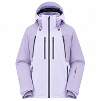 Veste de ski rembourrée pour femme, imperméable et respirante, taille femme, hiver, à capuche, 100% polyester, design simple et épuré, couleur contrastée