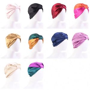 Turban de nuit en satin de soie ethnique musulman de luxe pour femmes africaines aux cheveux longs bouclés naturels - Product Image 6
