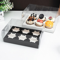 Boîtes à cupcakes en plastique transparentes, 6 pièces, boîtes à friandises pliables, emballage de présentation pour pâtisserie, pour cupcakes