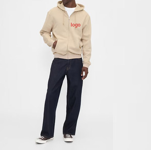 Offre spéciale Sweat à capuche noir pour homme sweats à capuche unisexe avec logo personnalisé fermeture éclair vêtements de rue coupe courte à capuche grande taille en coton épais - Product Image 2