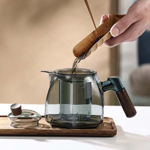 Hervidor de té de vidrio gris de 650ml respetuoso con el medio ambiente con colador, tetera resistente al calor, tetera de vidrio segura con infusor extraíble - Product Image 2