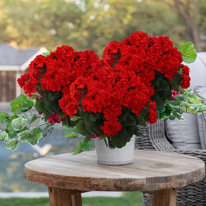 Flores Artificiales de Begonia y Geranio Rojas, Plantas de Alta Simulación, Decoraciones, Serie Crabapple - Product Image 4