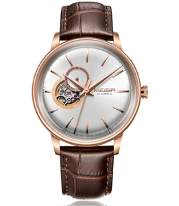 Megir <strong>Clock</strong> 62057 Black Genuine Leather Watch <strong>Skeleton</strong> Tourbillon Wristwatches Automatic <strong>Mechanical</strong> <strong>Clock</strong> Watches for Men - Product Image 3