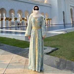 Abaya para Mujer, Ropa de Dubái, Oriente Medio, Emiratos Árabes Unidos, <span class=keywords><strong>Egipto</strong></span>, Atuendo de Viaje, Talla Grande, Poliéster, Estampado Floral, Cuello en V, Manga Ancha, Forro - Product Image 4