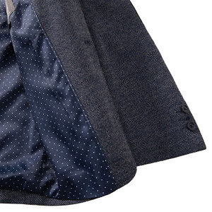 Men's Navy Melange Knit Single Breasted Jacket 2 Buttons Notch Lapel <strong>Patch</strong> Pocket <strong>Elbow</strong> <strong>Patch</strong> Easy Wear Sportive <strong>blazer</strong> - Product Image 6