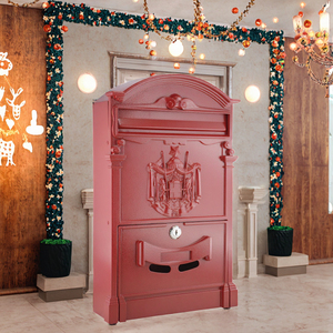 Kotak surat aluminium gaya antik, kotak surat paket cerdas luar ruangan dengan pola tiga dimensi bergaya merah dengan desain modis Retro - Product Image 3