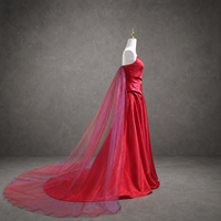 Robe de soirée classique rouge irisée, bustier, froncée, avec cape en tulle bicolore, coupe trapèze, pour bal de promo et concours de beauté, sur mesure, vente en gros