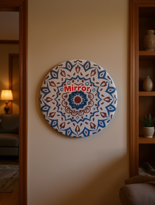 Espejo de Pared Decorativo Redondo Estilo Bohemio, Espejo Enmarcado de Vidrio para Decoración del Hogar - Product Image 2